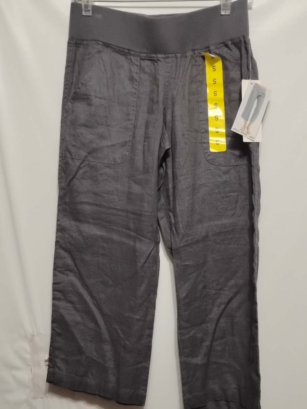 ALLEN ALLEN Flint Gray  Stretch-Waist Casual Crop Pants
